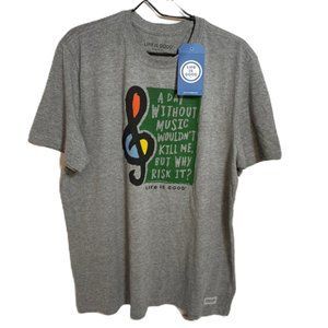 New Life is Good T-Shirt Grey Color with Music Note Picture